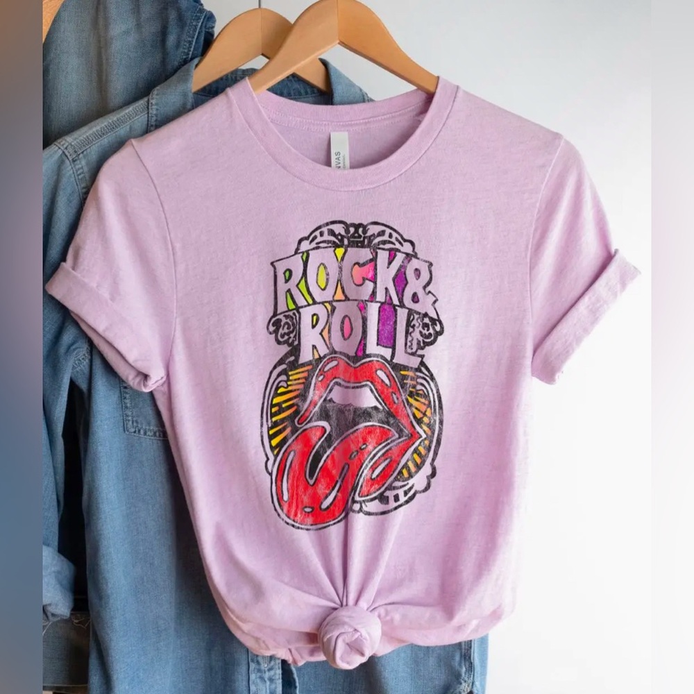 Rock and Roll Lips Cotton Graphic Tee